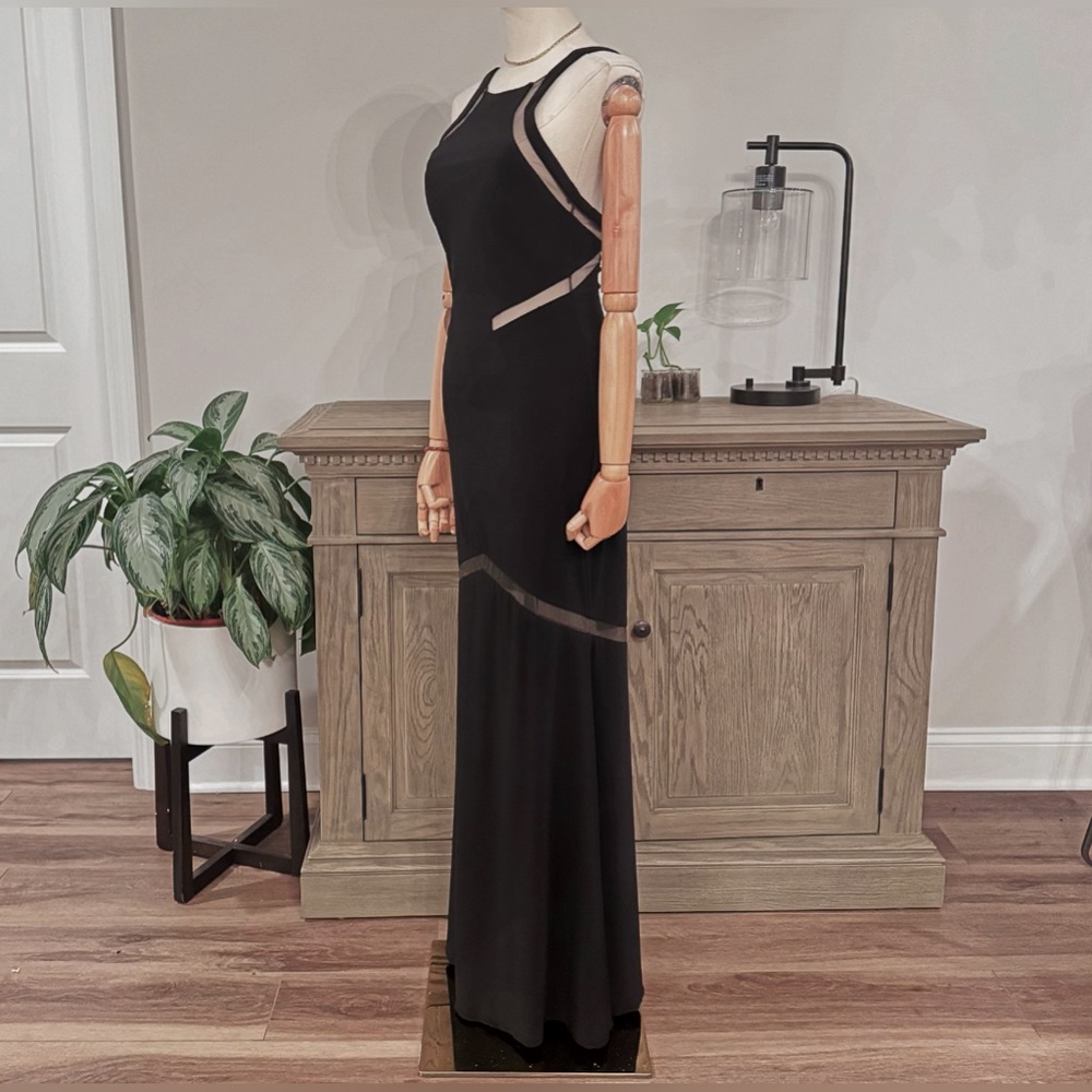 JVN by Jovani Black Gown With Mesh Inserts